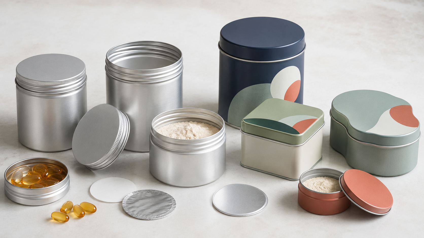 Pharmaceutical supplement tin packaging for nutraceutical brands