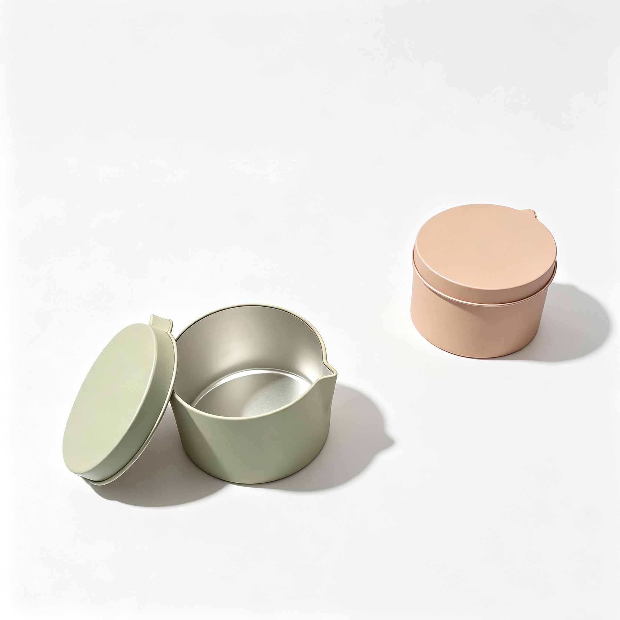 pastel green and peach 4oz candle jars on white background