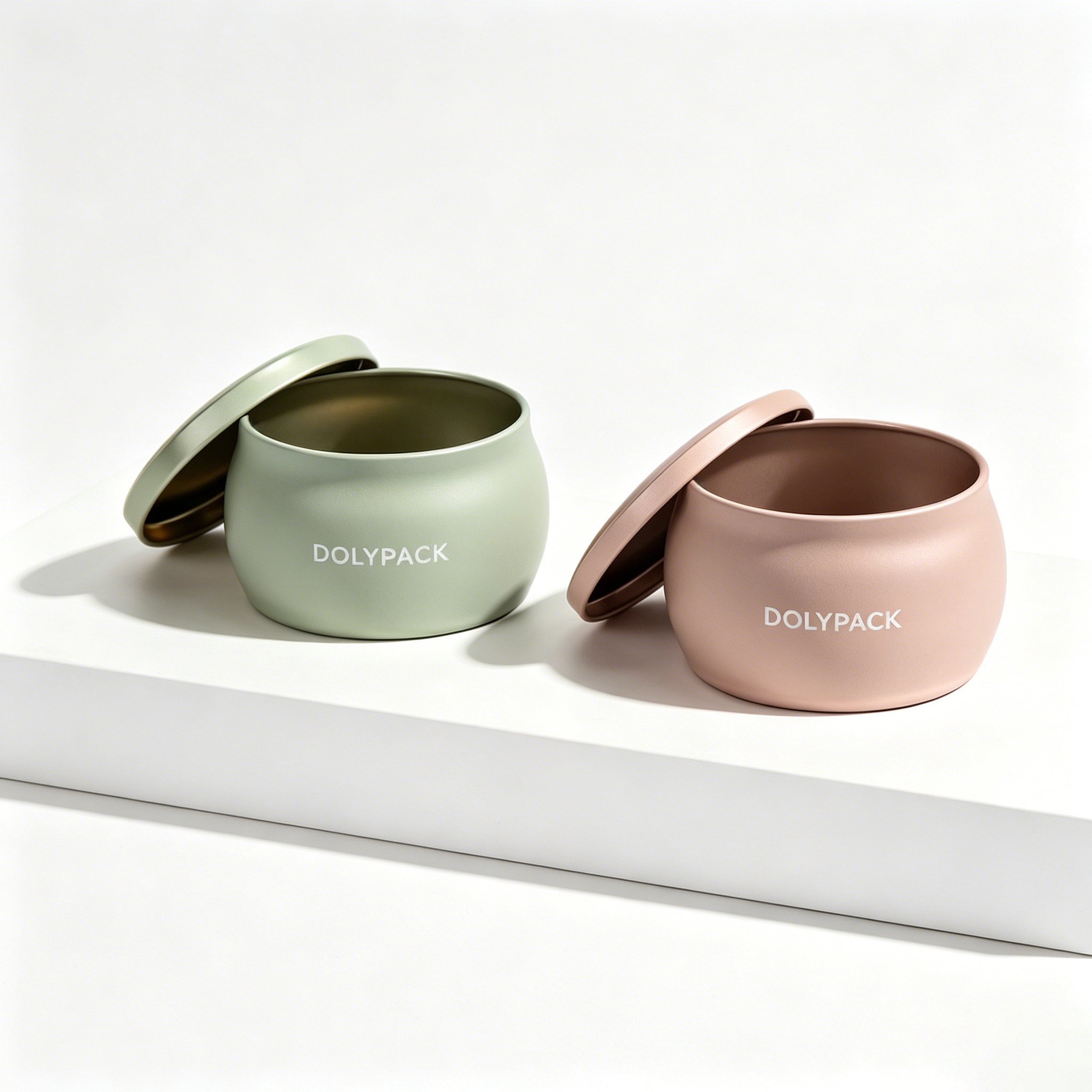 pastel green and pink candle jars with lids open