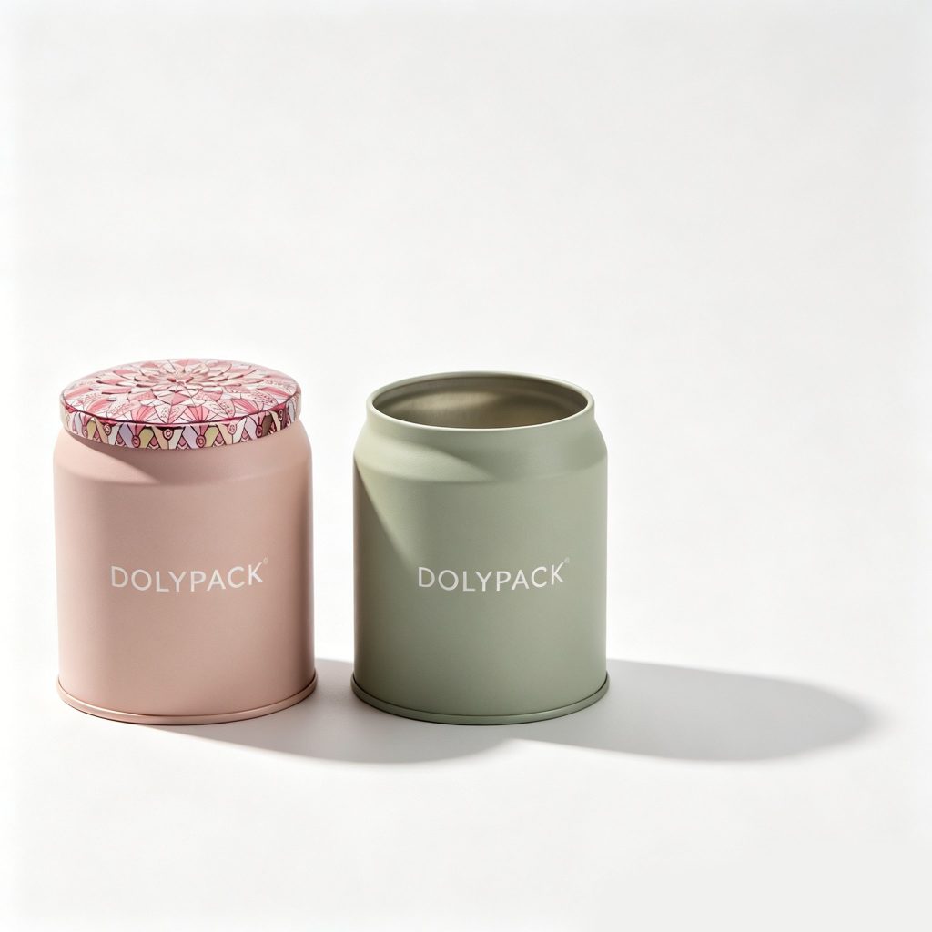pink and green Dolypack candle jars with floral lid design
