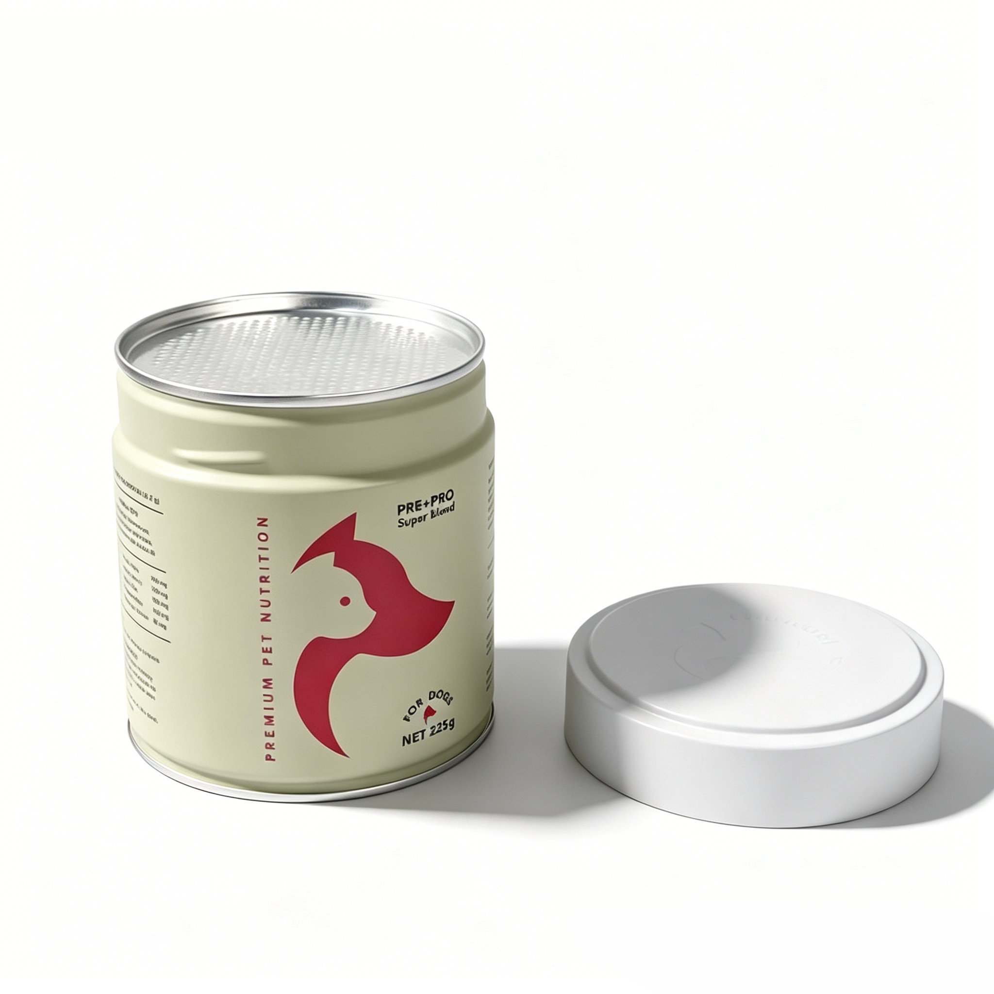 Pastel supplement tins by DOLYPACK in pink, green, beige, and cream