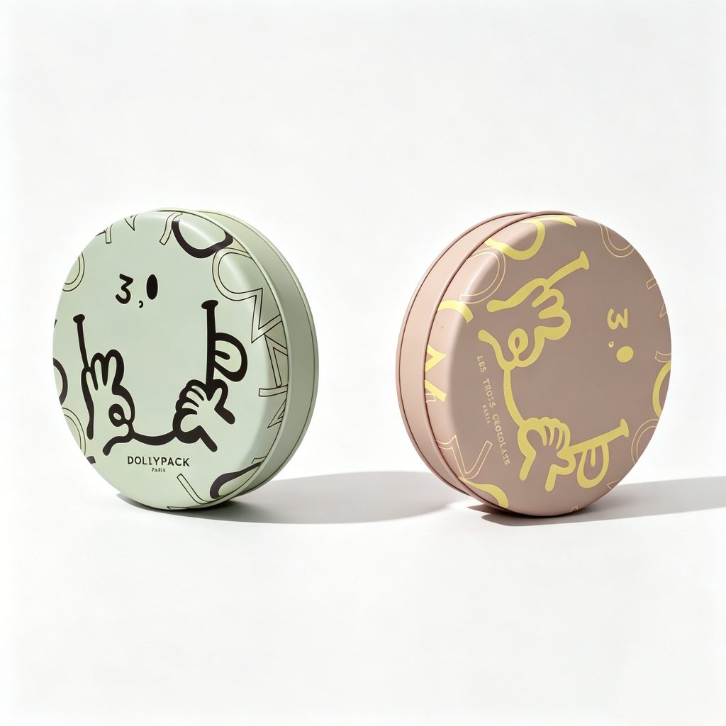 soft green round candy tin with secure lid