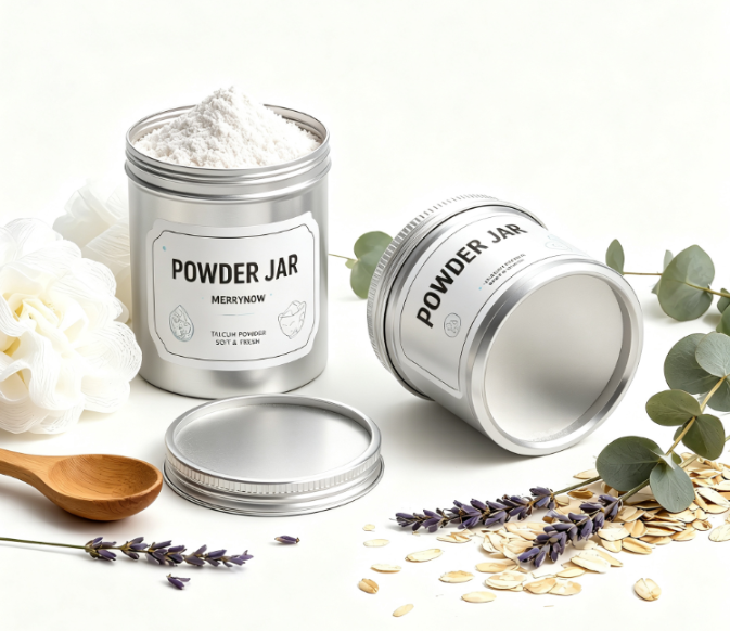 Metal cosmetic jars for loose powder and makeup formats