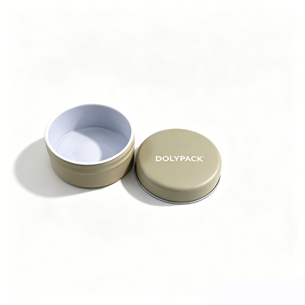 Green tin with pale yellow beard balm inside, shown from above.