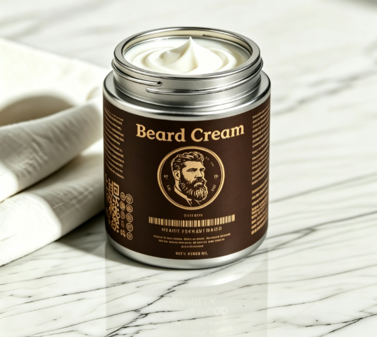 Beard cream jars in aluminum for sample, travel, and retail SKUs
