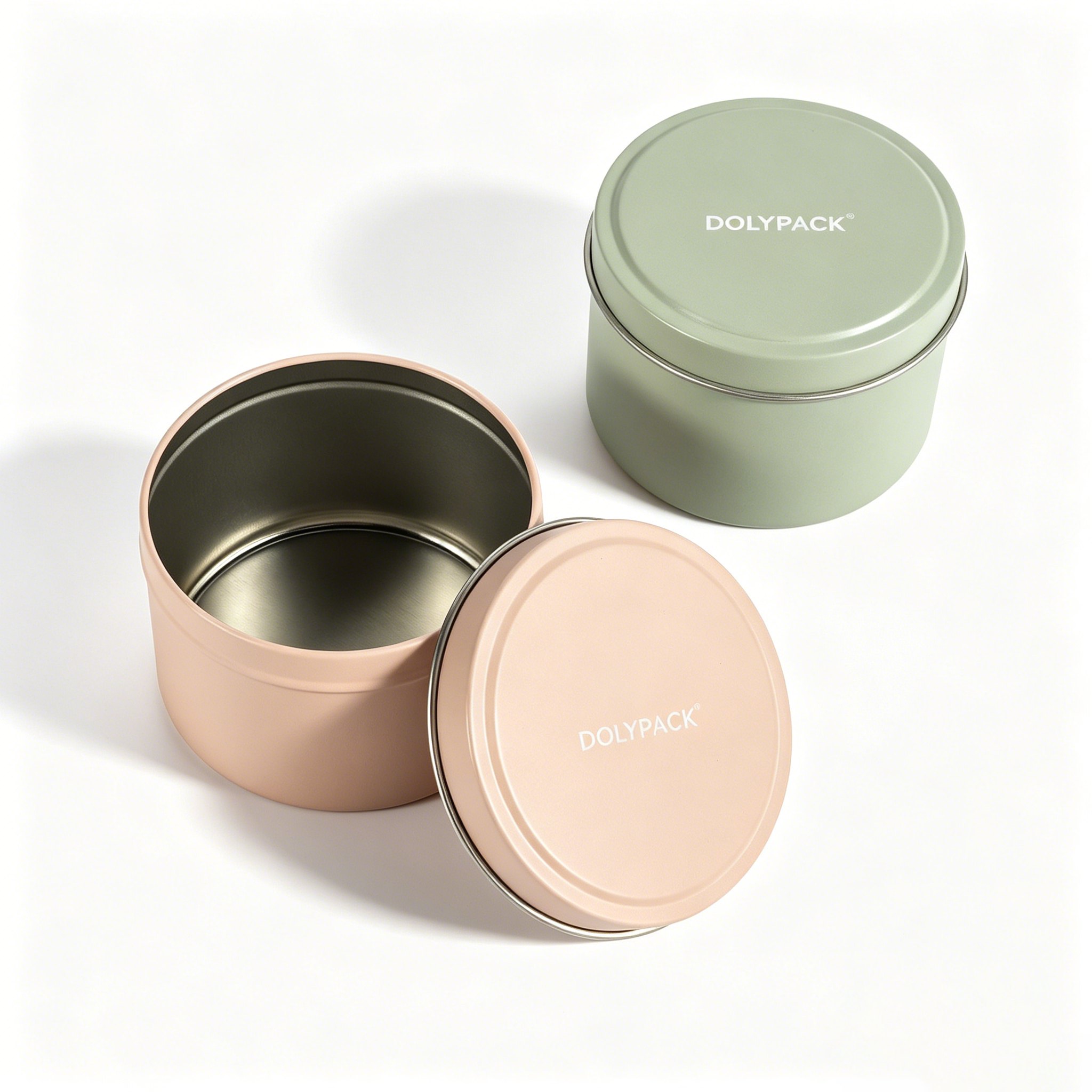 Pastel pink and green Dolypack massage candle jars with lids