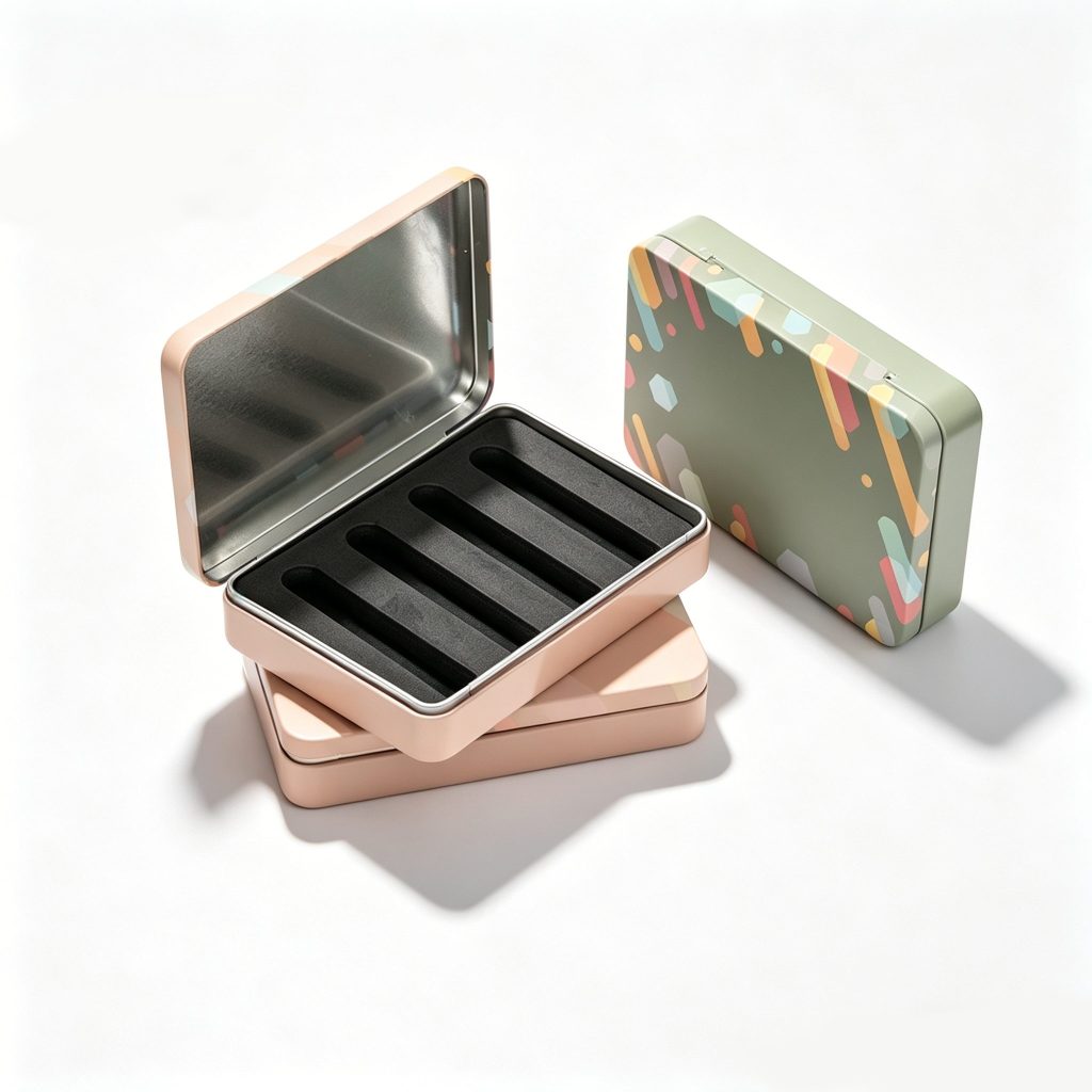 large hinged tin box with custom exterior finish