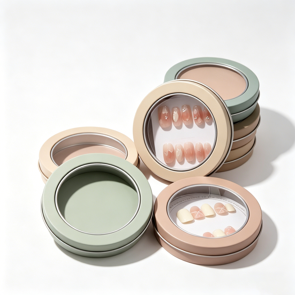 Olive green round tin box with smooth lid