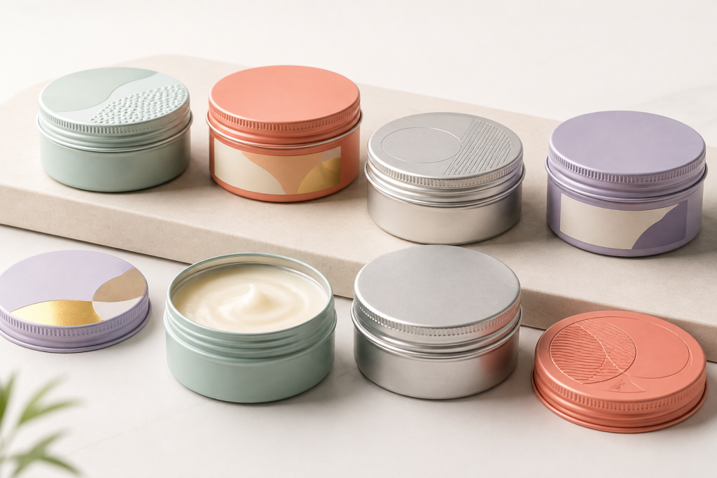 Printed and embossed aluminum jar branding samples