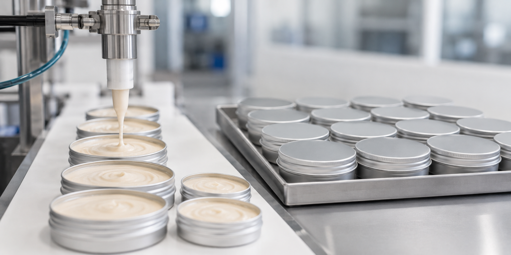 Metallic tins with textured lids in silver and black colors